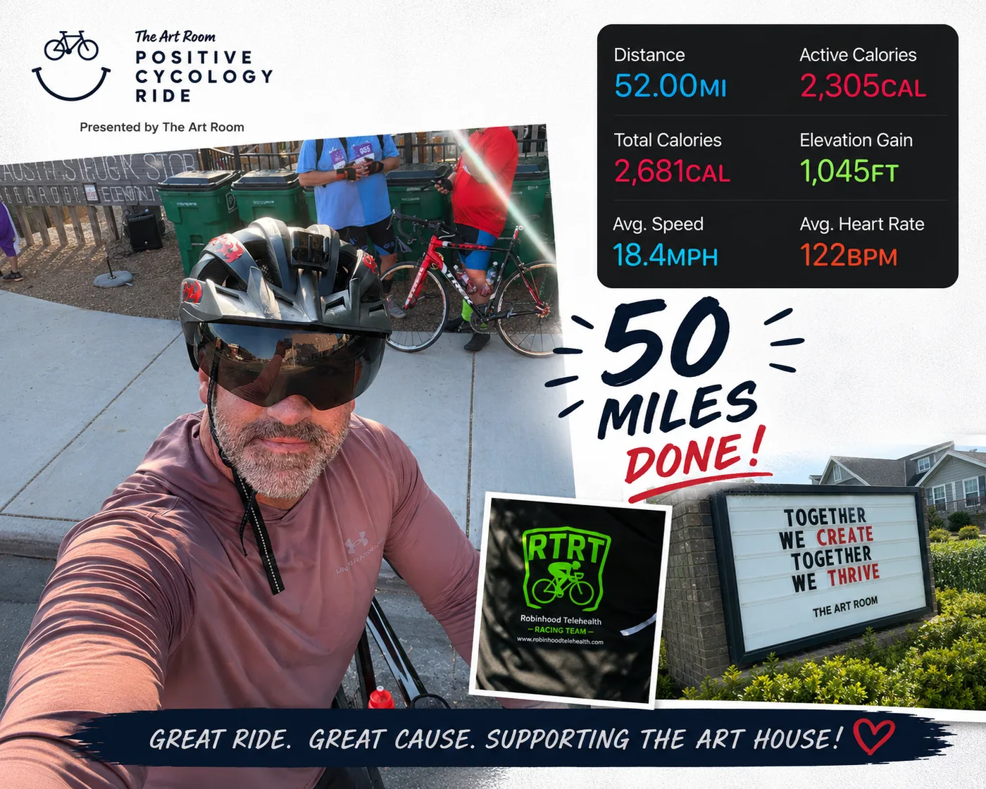 Gary Lynch, founder of Fuel the Code, in cycling gear at a charity ride